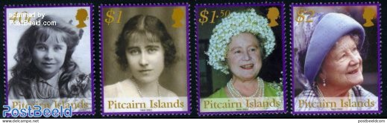 Pitcairn Islands 2002 Queen Mother 4v, Mint NH, History - Kings & Queens (Royalty) - Familias Reales