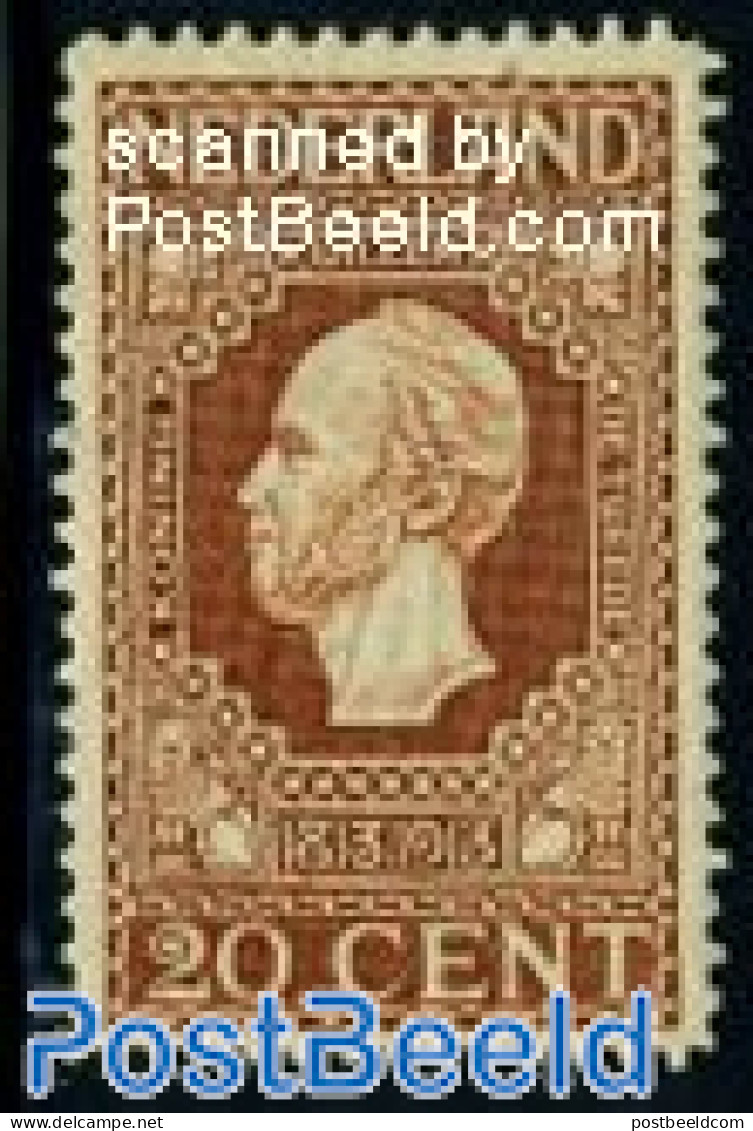 Netherlands 1913 20c, King Willem II, Perf. 11.5, Unused (hinged) - Unused Stamps