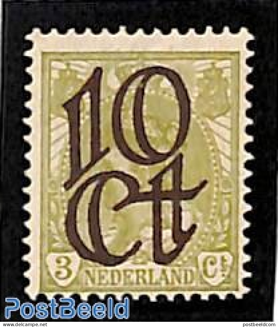 Netherlands 1923 10ct At 3c Olive, Stamp Out Of Set, Mint NH - Unused Stamps