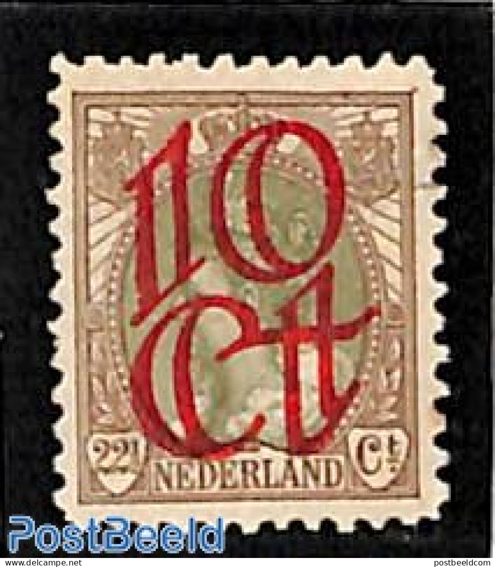 Netherlands 1923 10c On 22.5c, Perf. 11.5x11, Stamp Out Of Set, Mint NH - Ongebruikt