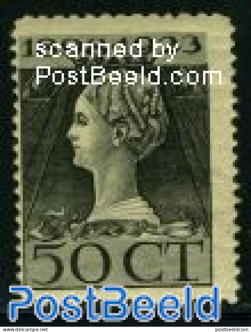 Netherlands 1923 50c Black, Perf. 11.5 X 12.5, Unused (hinged), History - Kings & Queens (Royalty) - Ongebruikt
