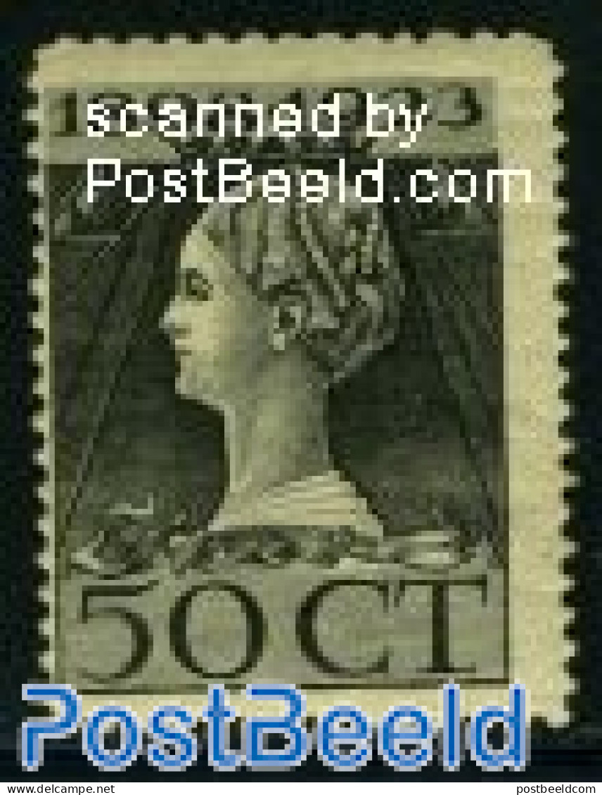 Netherlands 1923 50c Black, Perf. 11.5 X 12.5, Unused (hinged), History - Kings & Queens (Royalty) - Unused Stamps