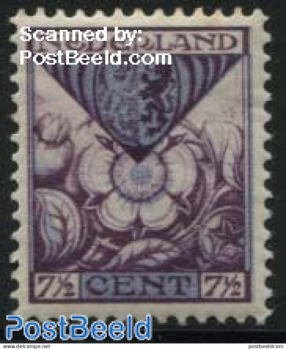 Netherlands 1925 7.5+3.5c, Gelderland, Stamp Out Of Set, Mint NH, History - Nature - Coat Of Arms - Flowers & Plants - Unused Stamps