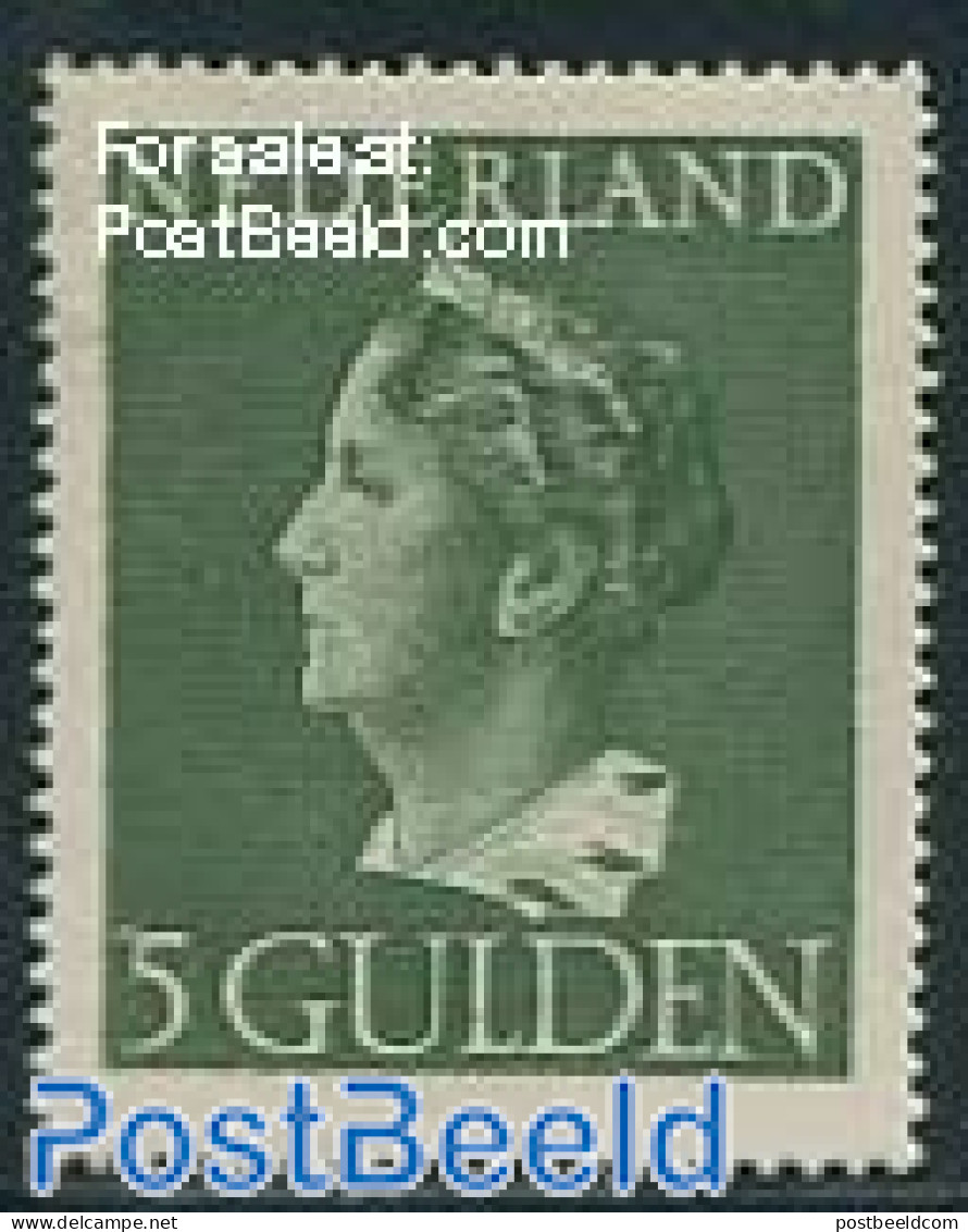 Netherlands 1946 5 Gulden Green, Stamp Out Of Set, Mint NH - Unused Stamps