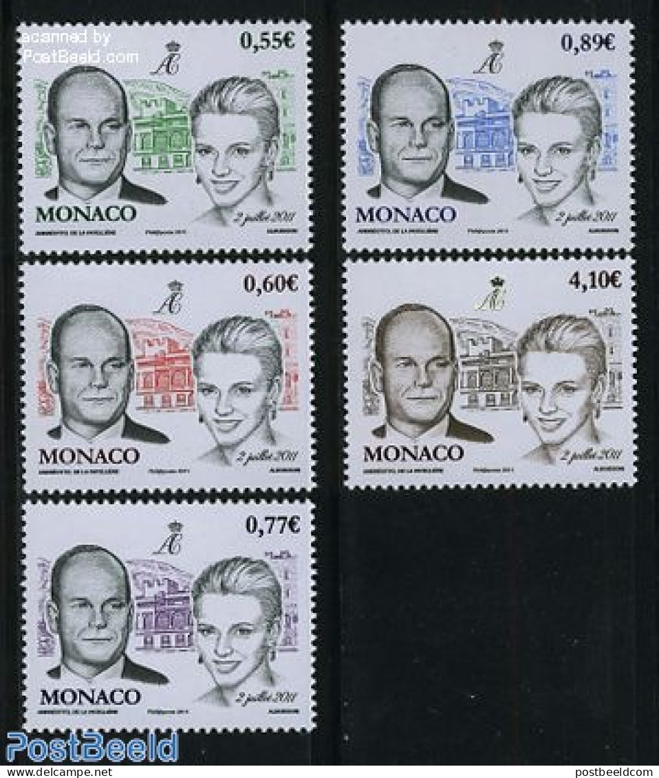 Monaco 2011 Prince Albert Wedding 5v, Mint NH, History - Kings & Queens (Royalty) - Unused Stamps