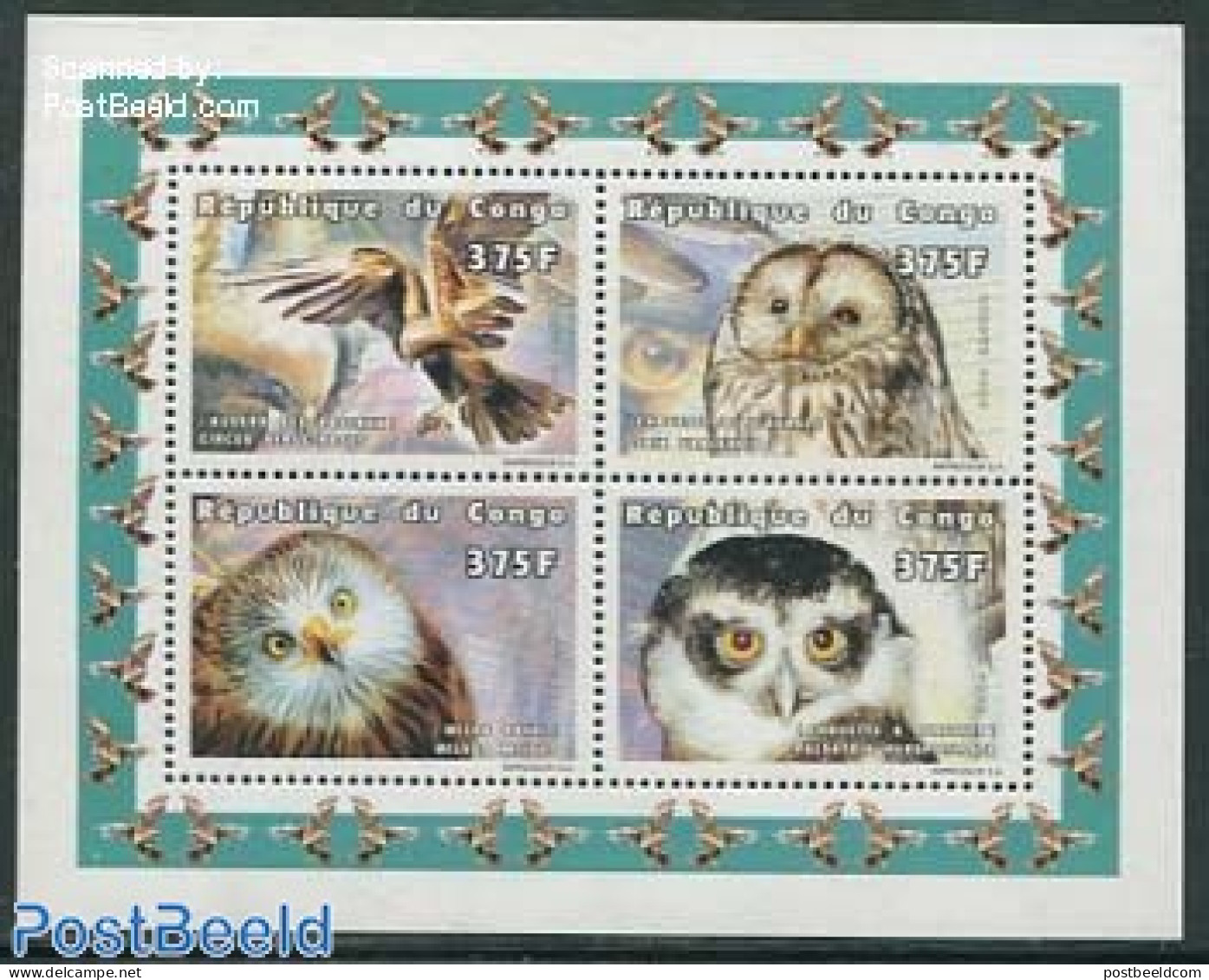 Congo Republic 1999 Birds Of Prey 4v M/s, Mint NH, Nature - Birds - Birds Of Prey - Owls - Otros & Sin Clasificación