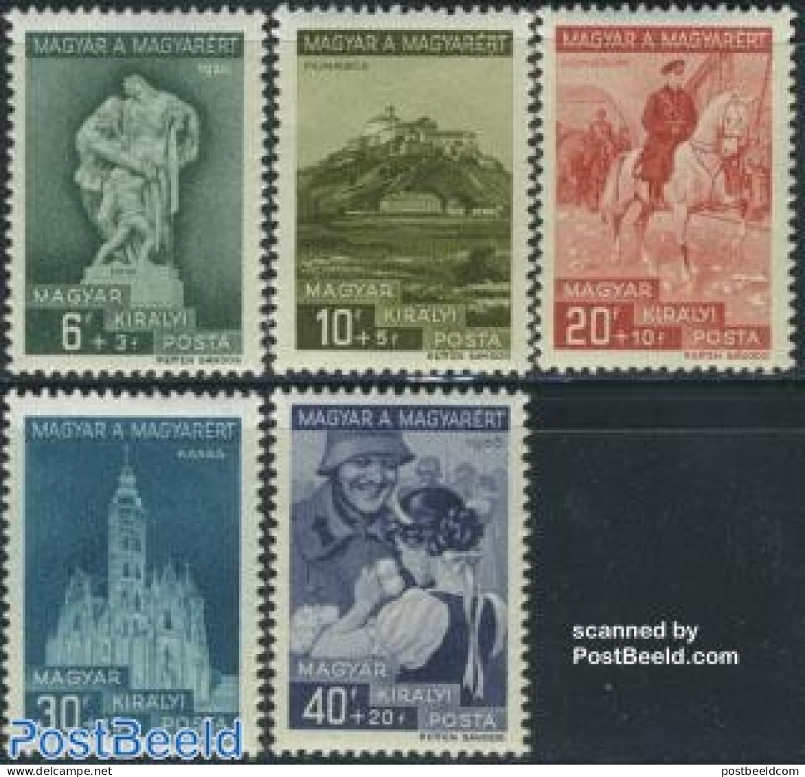 Hungary 1939 Northern Hungary 5v, Mint NH, Nature - Religion - Various - Horses - Churches, Temples, Mosques, Synagogu.. - Unused Stamps