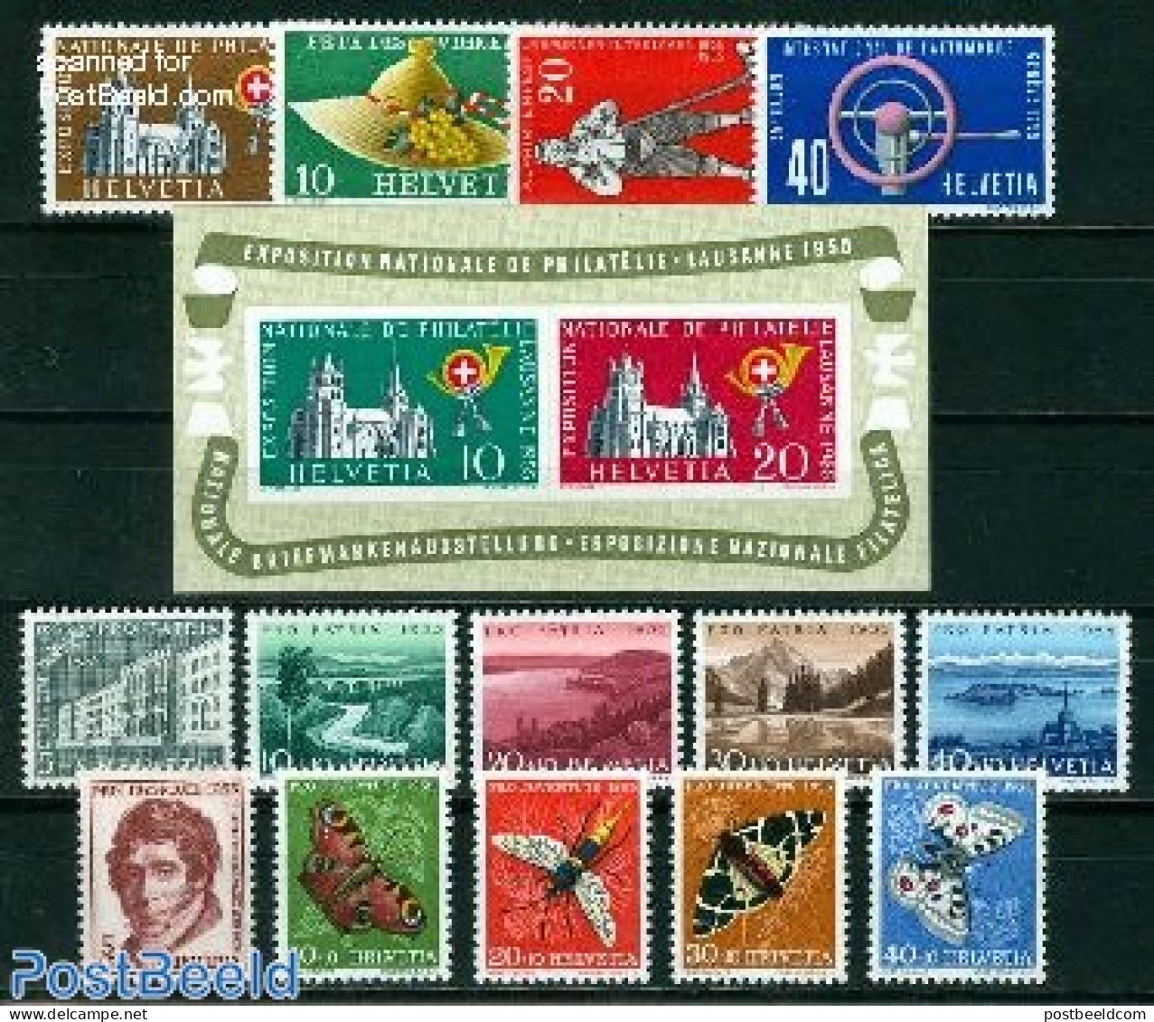 Switzerland 1955 Yearset 1955, Complete, 14v + 1s/s, Mint NH, Various - Yearsets (by Country) - Neufs
