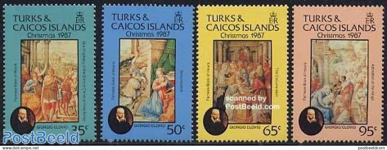 Turks And Caicos Islands 1987 Christmas 4v, Mint NH, Religion - Christmas - Art - Paintings - Christmas