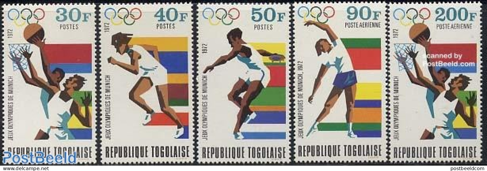 Togo 1972 Olympic Games 5v, Mint NH, Sport - Athletics - Basketball - Gymnastics - Olympic Games - Athlétisme