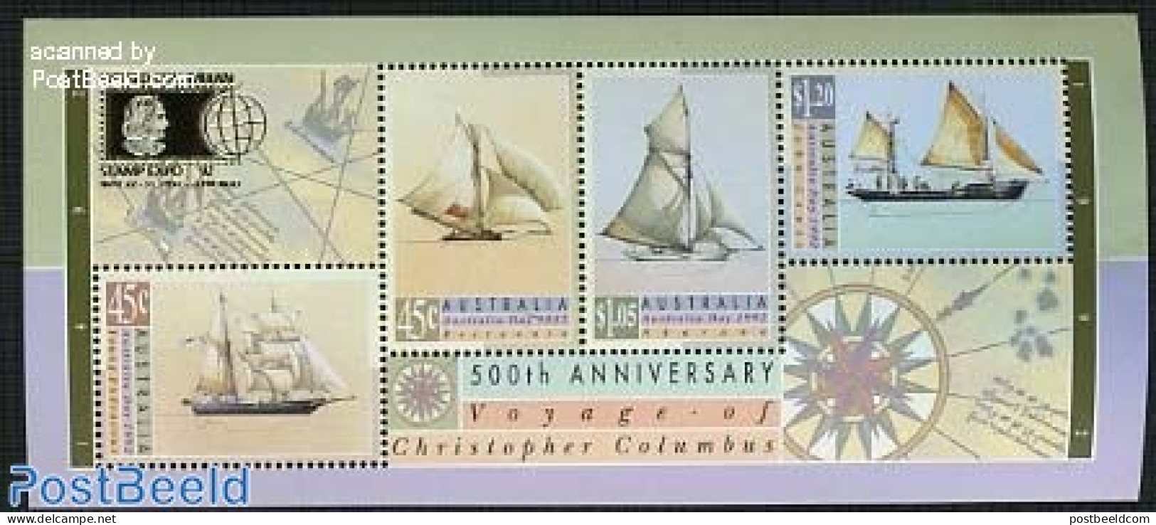 Australia 1992 World Columbian Stamp Expo, Ships S/s, Mint NH, Transport - Philately - Ships And Boats - Unused Stamps