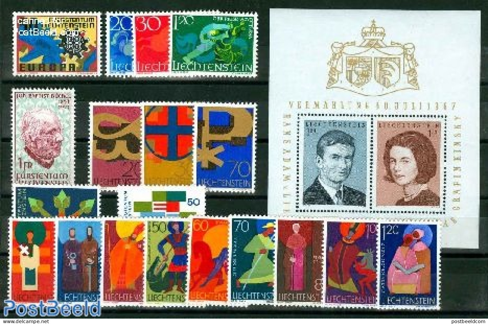 Liechtenstein 1967 Yearset 1967, Complete, 19v + 1s/s, Mint NH, Various - Yearsets (by Country) - Neufs