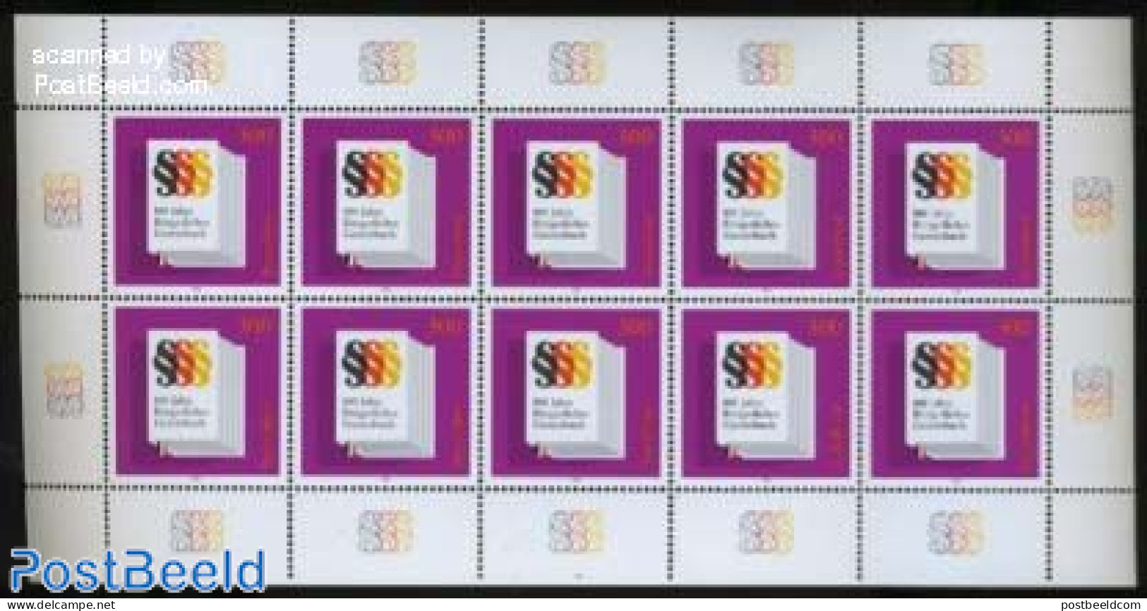 Germany, Federal Republic 1996 100 Years Civil Order M/s, Mint NH, Various - Justice - Unused Stamps