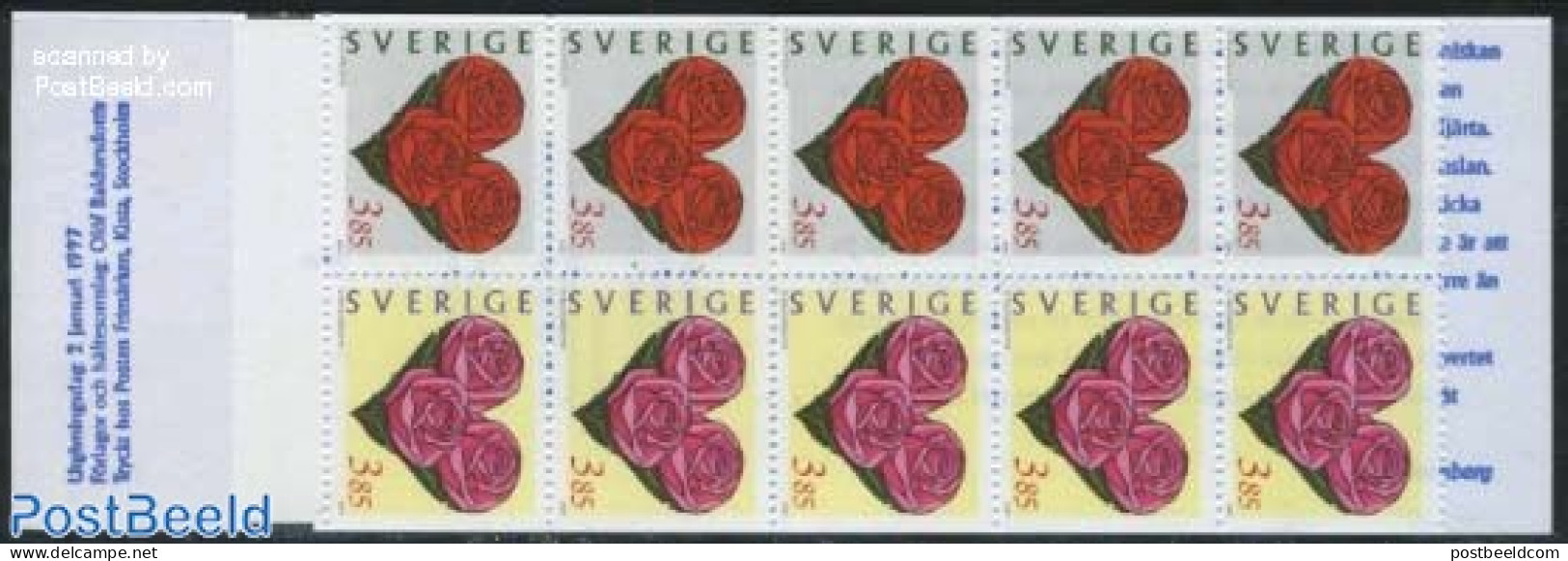 Sweden 1997 Valentine Booklet, Mint NH, Nature - Various - Roses - Stamp Booklets - Greetings & Wishing Stamps - St. V.. - Nuevos