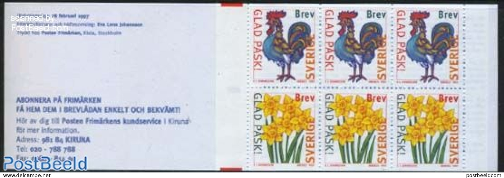 Sweden 1997 Easter Booklet, Mint NH, Nature - Religion - Flowers & Plants - Poultry - Religion - Stamp Booklets - Neufs