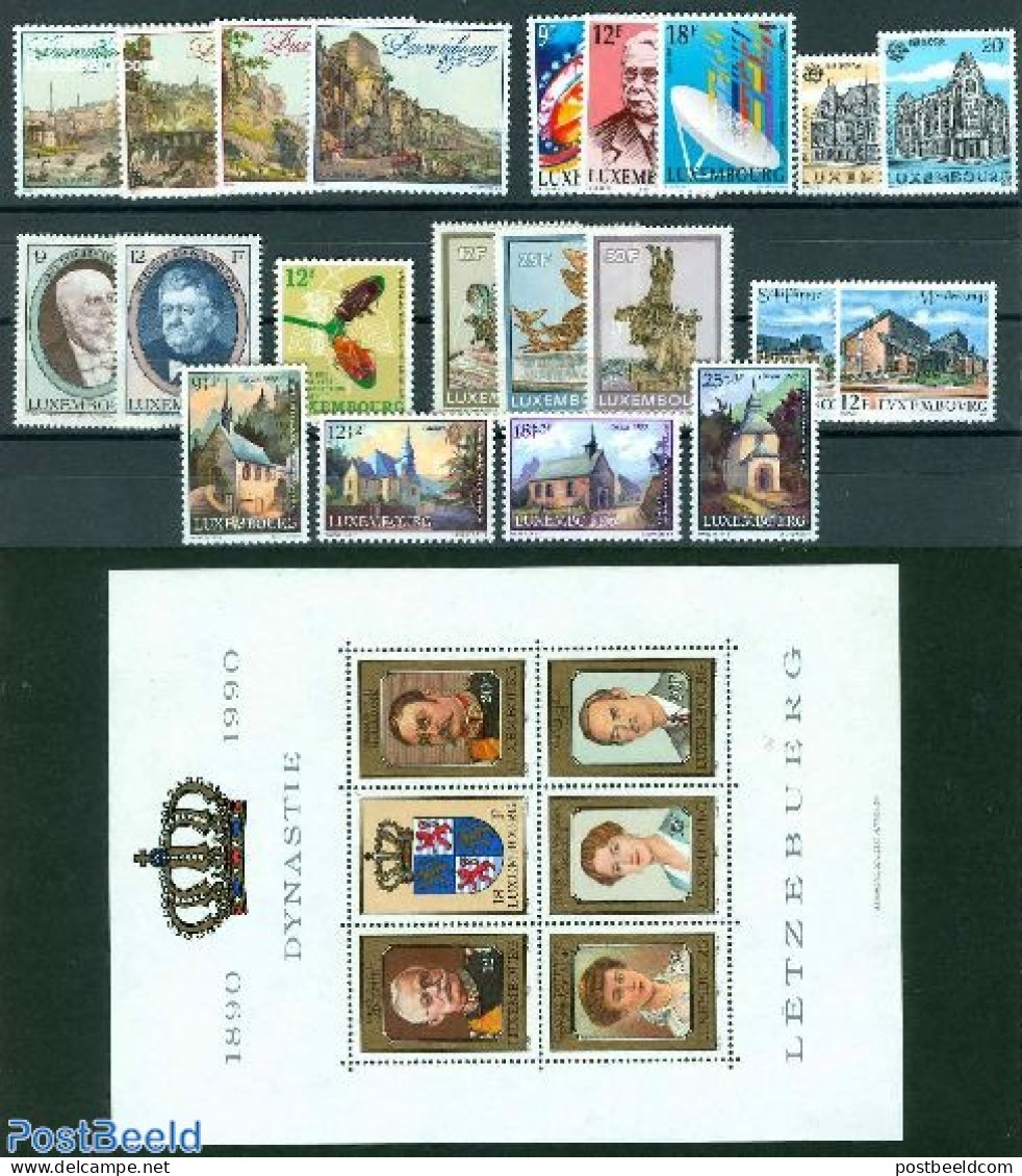 Luxemburg 1990 Yearset 1990, Complete, 21v + 1s/s, Mint NH, Various - Yearsets (by Country) - Nuovi