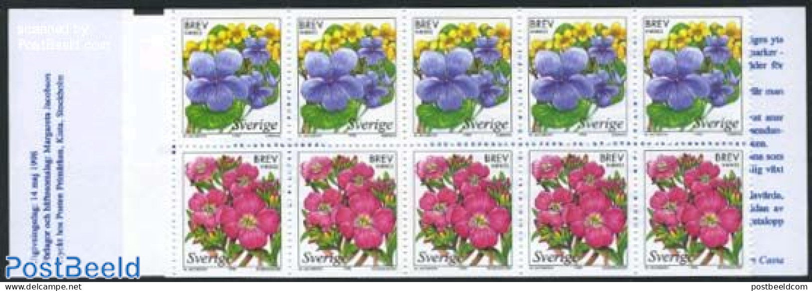 Sweden 1998 Flowers Booklet, Mint NH, Nature - Flowers & Plants - Stamp Booklets - Nuovi