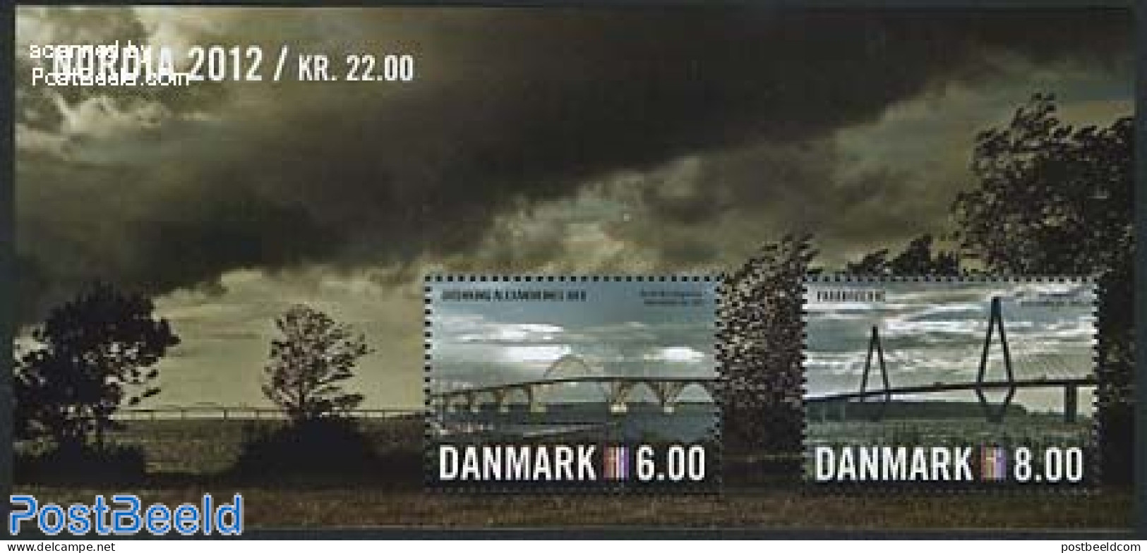 Denmark 2012 Nordia, Bridges S/s, Mint NH, History - Europa Hang-on Issues - Art - Bridges And Tunnels - Ungebraucht