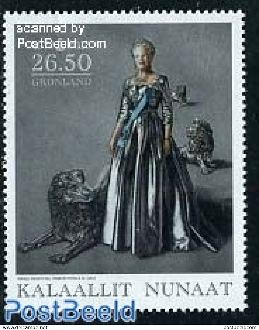 Greenland 2012 Queen Margarethe Jubilee 1v, Mint NH, History - Nature - Kings & Queens (Royalty) - Cat Family - Nuovi