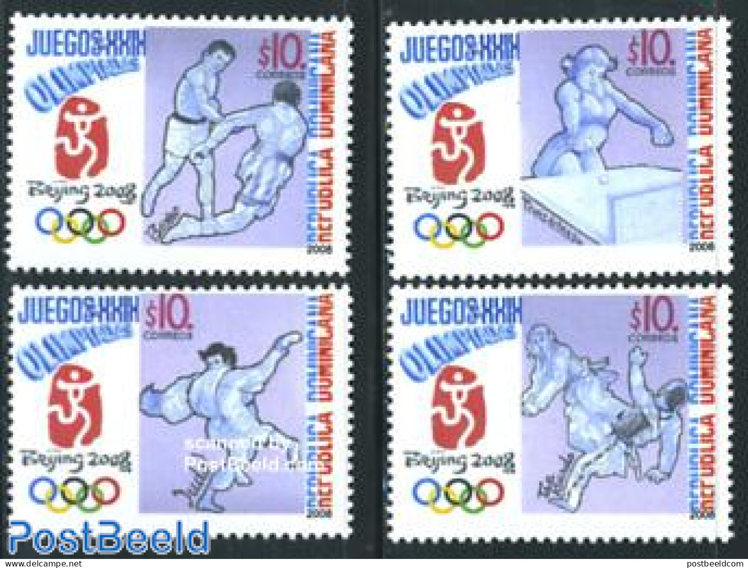 Dominican Republic 2008 Beijing Olympics 4v, Mint NH, Sport - Olympic Games - Table Tennis - Tafeltennis