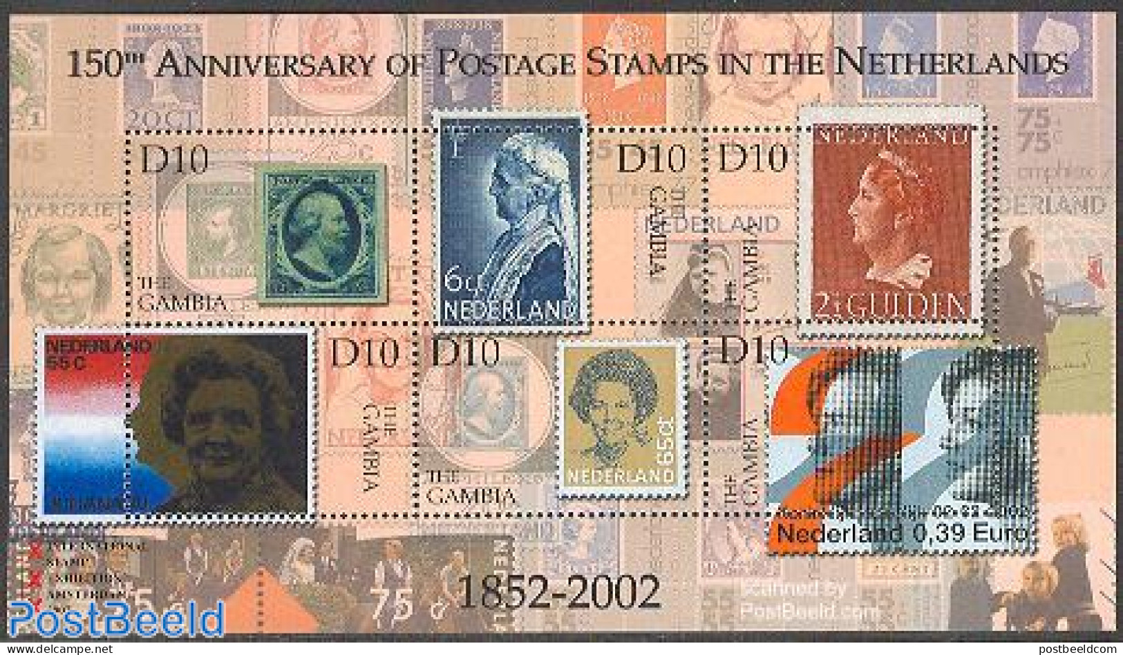 Gambia 2002 150 Years Dutch Stamps 6v M/s, Mint NH, History - Kings & Queens (Royalty) - Netherlands & Dutch - Stamps .. - Familias Reales