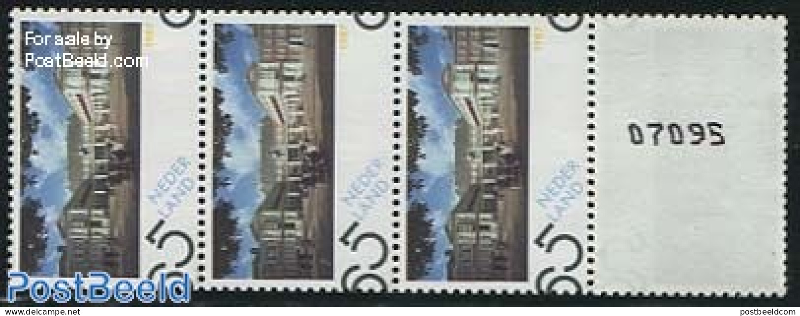 Netherlands 1987 Noordeinde Palace, Coil Strip Of 5 (number On Rev., Mint NH, Art - Castles & Fortifications - Unused Stamps