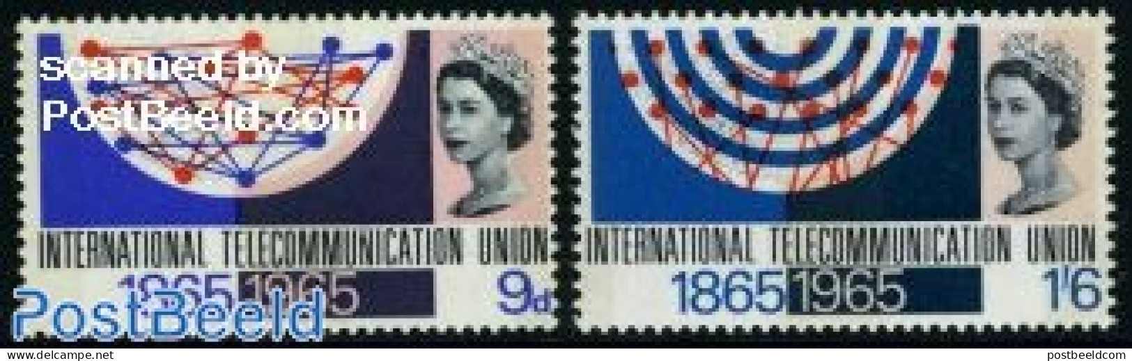 Great Britain 1965 I.T.U. Centenary 2v, Phosphor, Mint NH, Science - Various - Telecommunication - I.T.U. - Nuevos