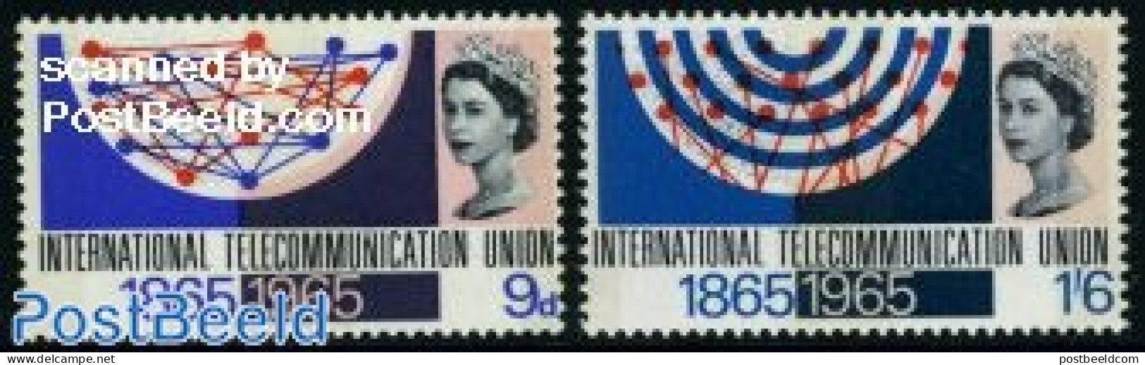 Great Britain 1965 I.T.U. Centenary 2v, Phosphor, Mint NH, Science - Various - Telecommunication - I.T.U. - Neufs