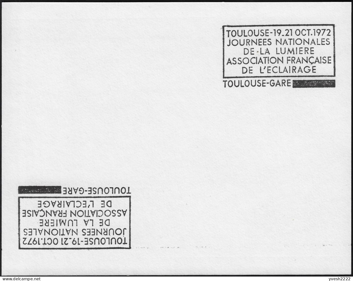 France 1972. Épreuve D'oblitération Sécap. Toulouse, Journées Nationales De La Lumière, éclairage. Tirage 3 Ex. - Elettricità