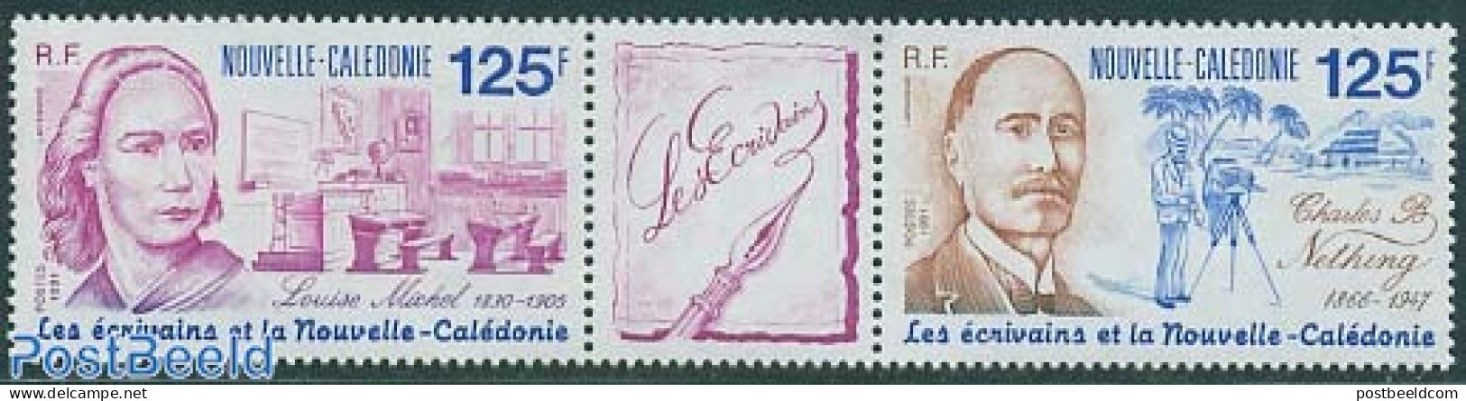 New Caledonia 1991 Authors 2v+tab [:T:], Mint NH, Art - Authors - Handwriting And Autographs - Photography - Nuovi