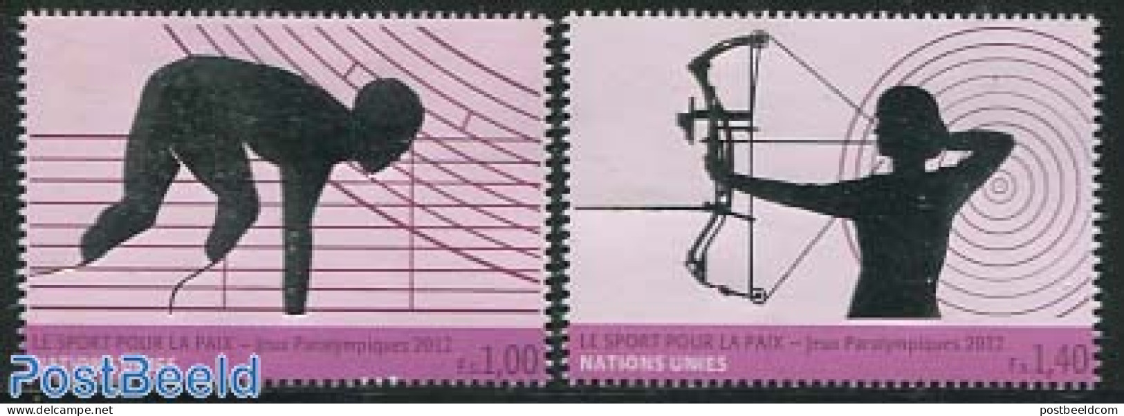 United Nations, Geneva 2012 Paralympics London 2v, Mint NH, Health - Sport - Disabled Persons - Olympic Games - Shooti.. - Handicap