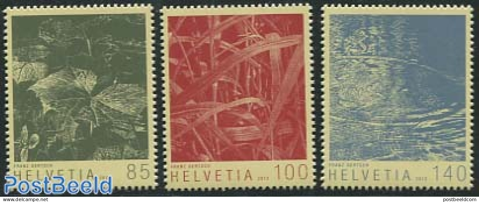 Switzerland 2012 Franz Gertsch 3v S-a, Mint NH, Nature - Flowers & Plants - Trees & Forests - Unused Stamps
