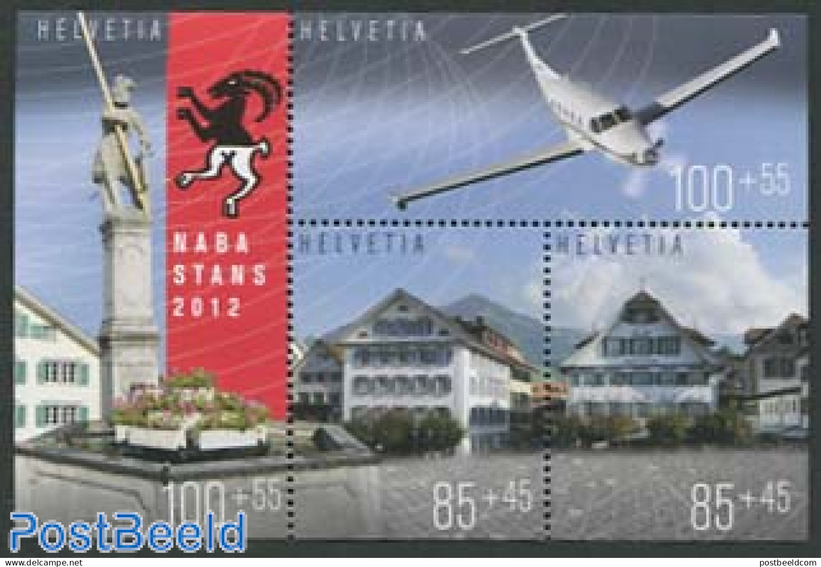Switzerland 2012 NABA Stans S/s, Mint NH, Transport - Aircraft & Aviation - Art - Architecture - Unused Stamps