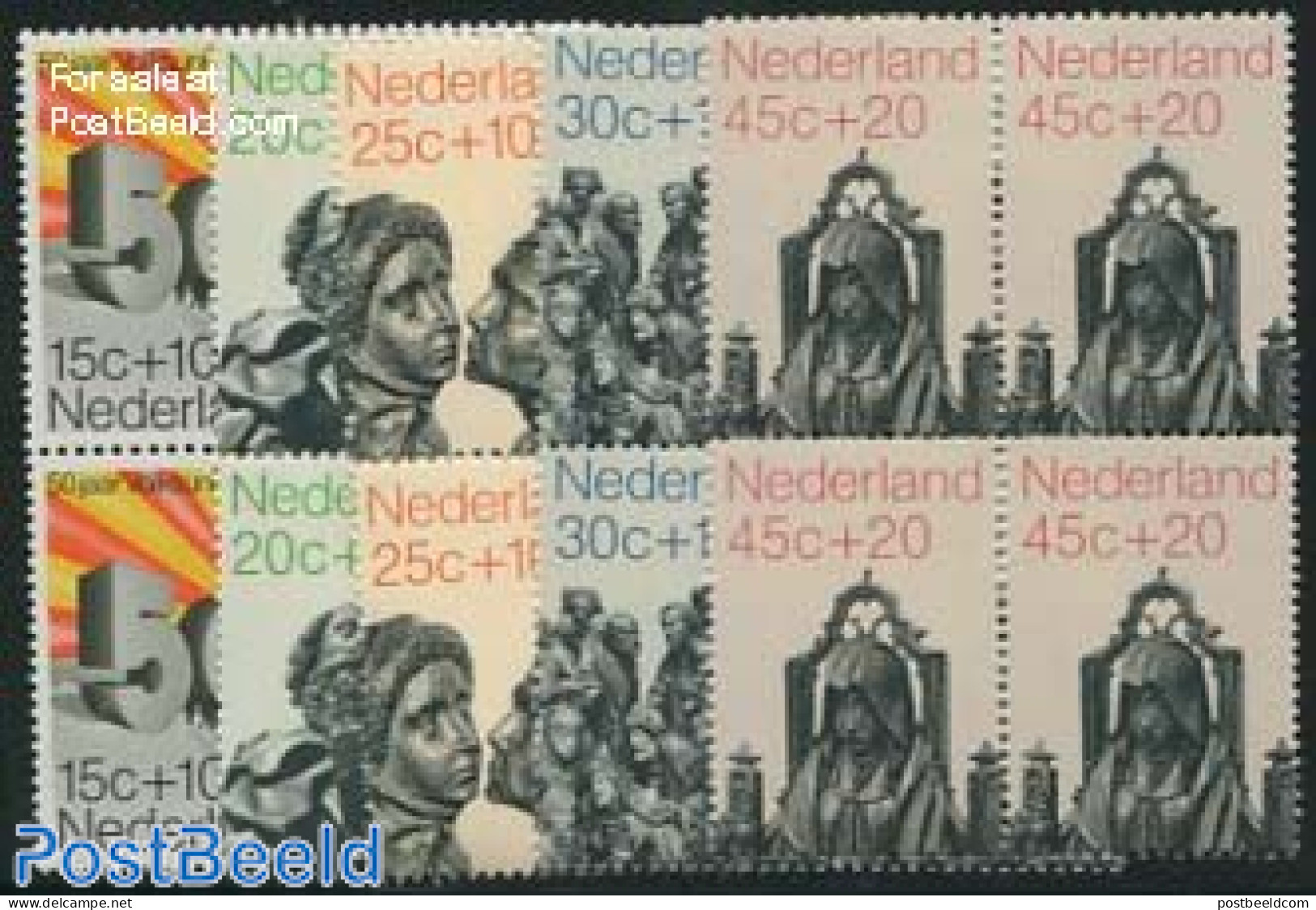 Netherlands 1971 Summer Stamps 5v, Blocks Of 4 [+], Mint NH, Art - Sculpture - Neufs