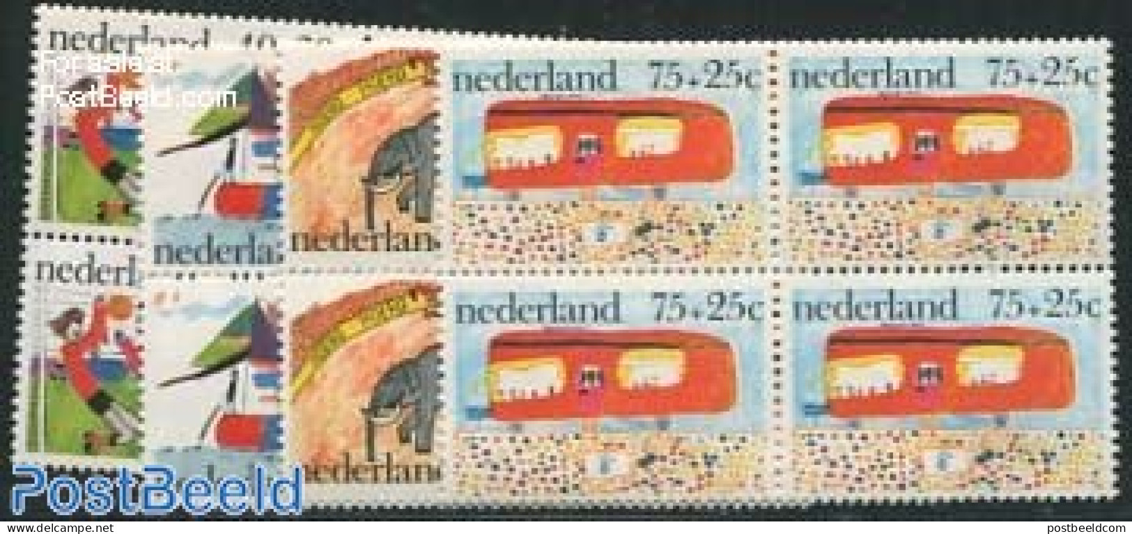 Netherlands 1976 Child Welfare 4v, Blocks Of 4 [+], Mint NH, Art - Children Drawings - Neufs