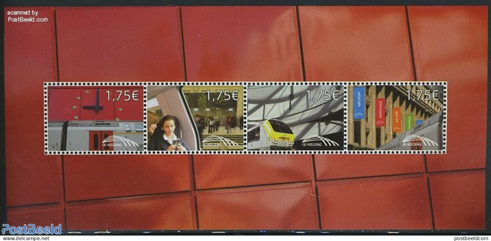 Belgium 2010 Railway Stamps, Brussels Central Station S/s, Mint NH, Transport - Railways - Neufs