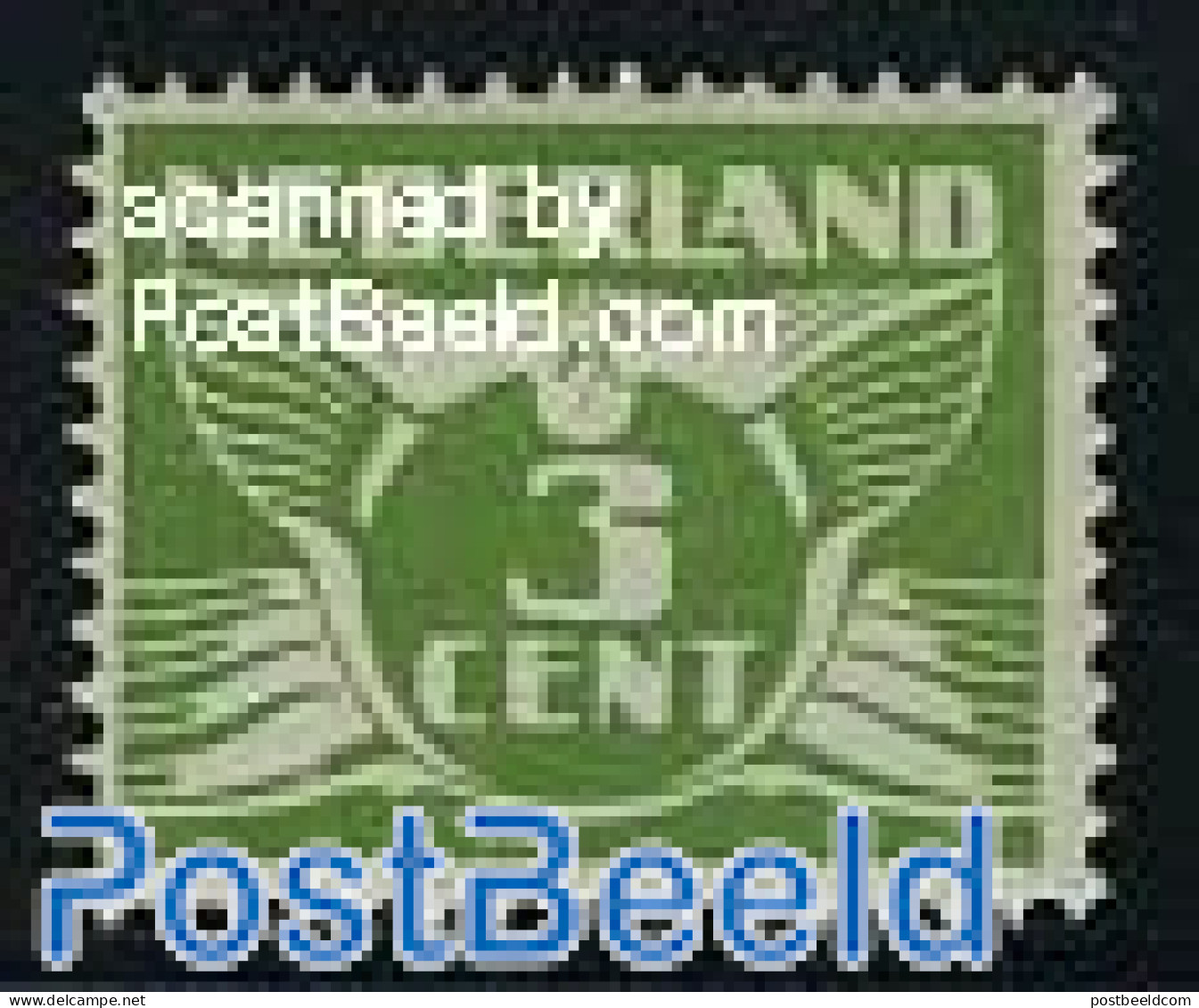 Netherlands 1924 3c Green, Without WM, Stamp Out Of Set, Mint NH, Nature - Birds - Neufs