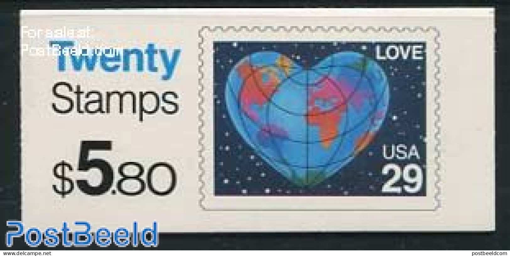 United States Of America 1991 Love Stamp Booklet, Mint NH, Various - Maps - Nuovi