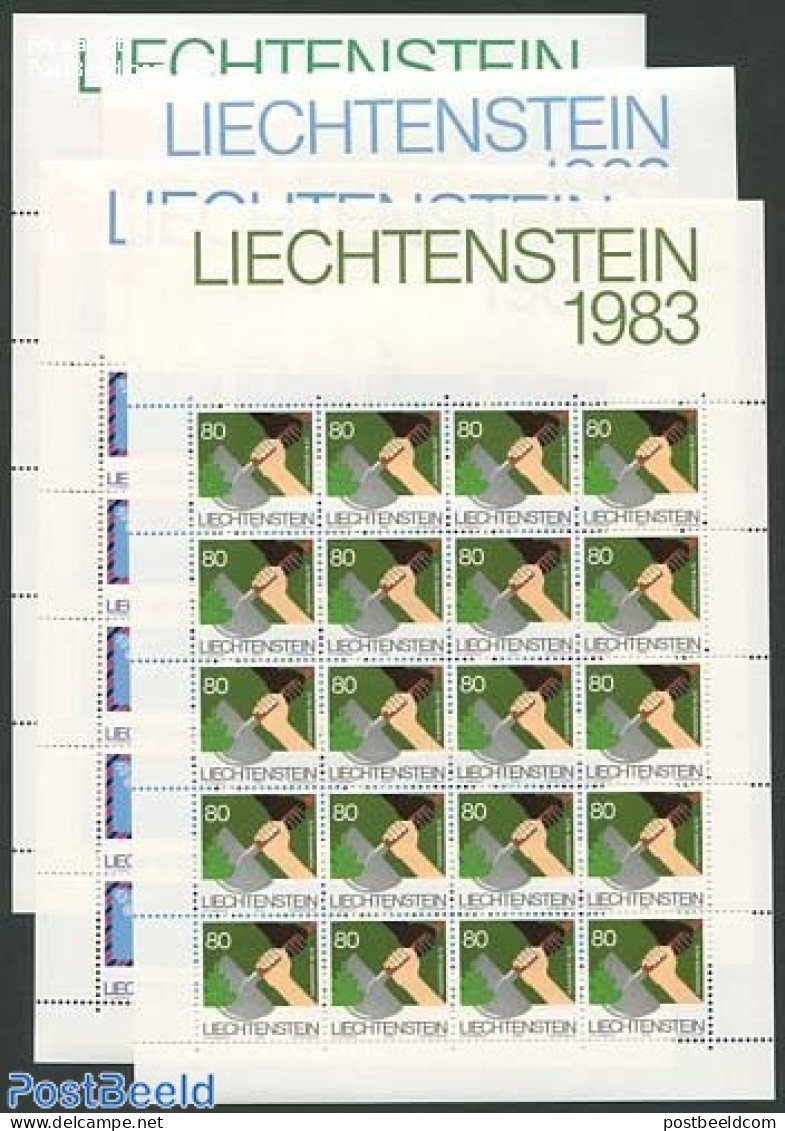 Liechtenstein 1983 Mixed Issue 4 M/ss, Mint NH, History - Science - Transport - Europa Hang-on Issues - Int. Communica.. - Unused Stamps