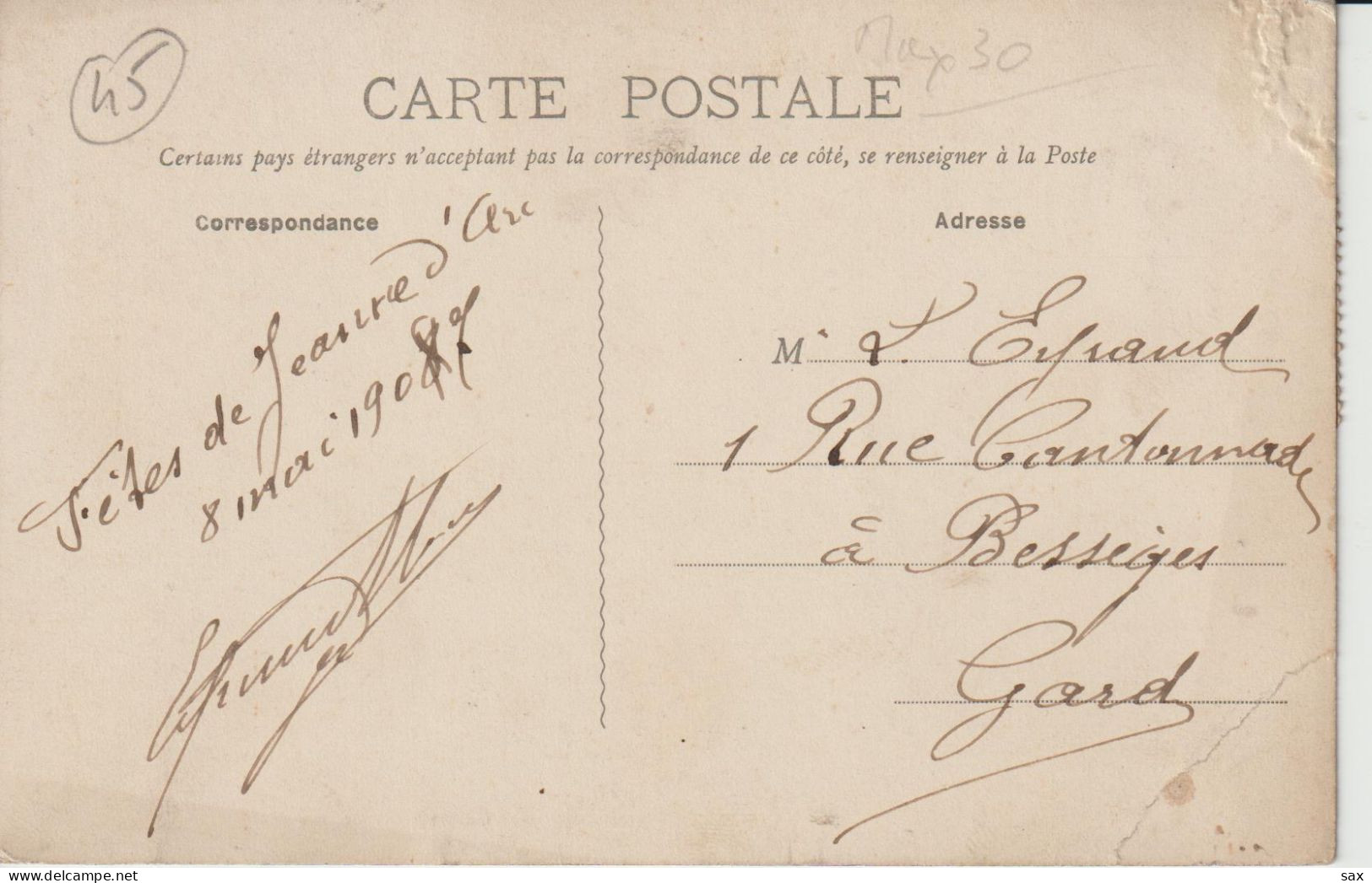 2415-319   Orléans Franc Maçonnerie Aux Fêtes De Jeanne D'arc Le 8 Mai 1907 Retirée Le 28-04 - Ereignisse