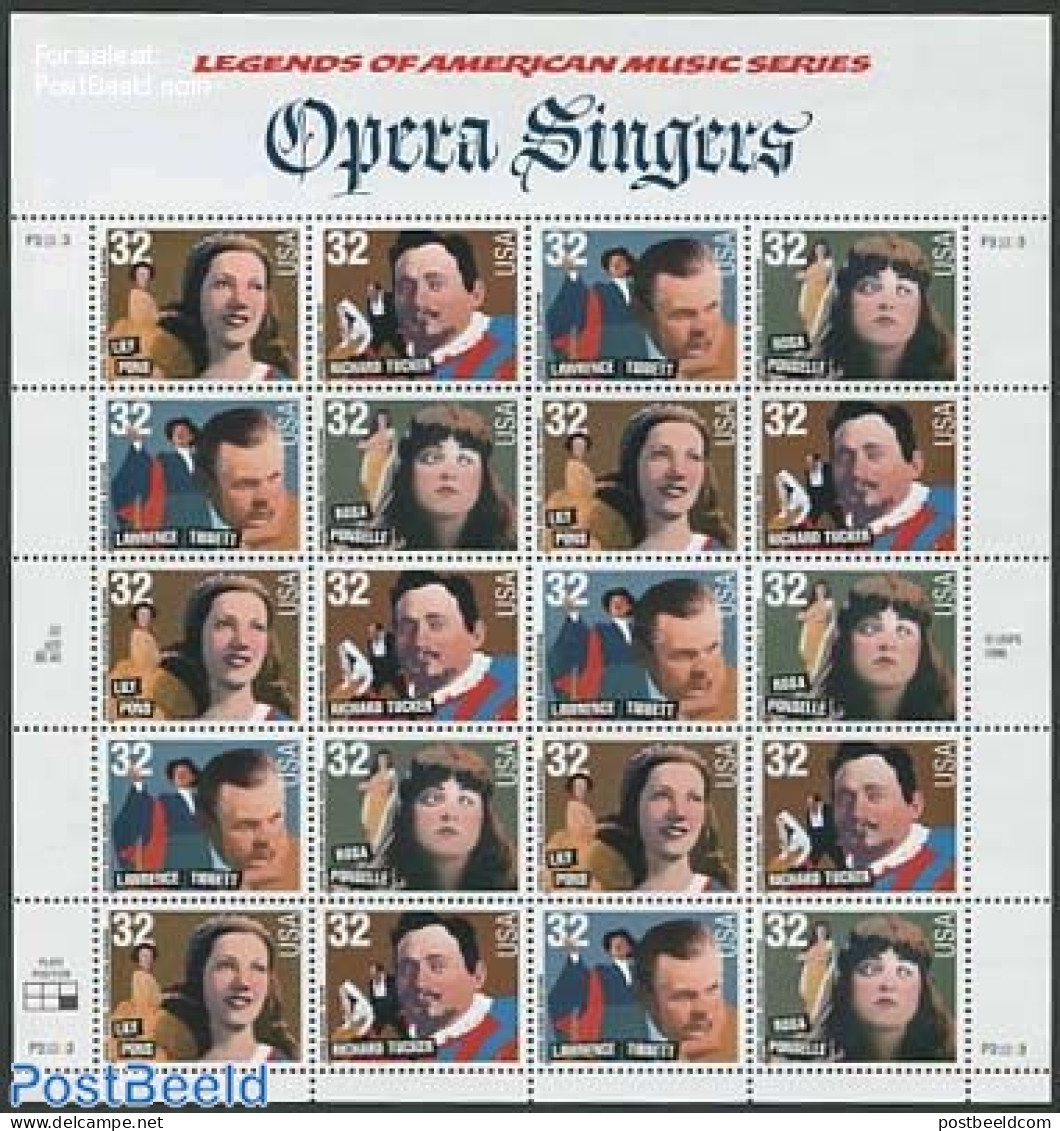 United States Of America 1997 Opera Singers M/s, Mint NH, Performance Art - Music - Ongebruikt