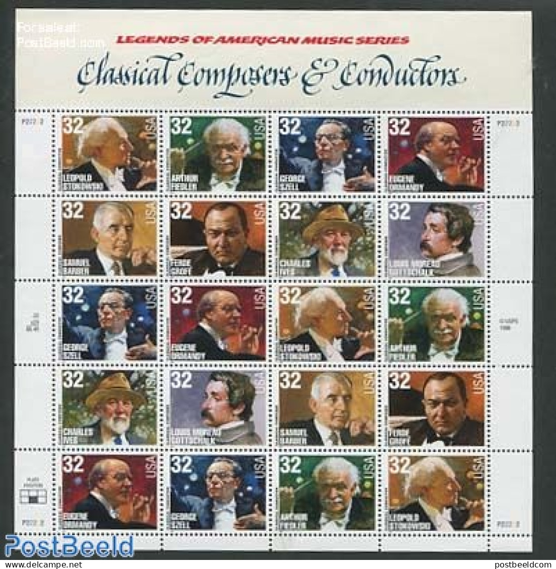 United States Of America 1997 Classical Composers M/s, Mint NH, Performance Art - Music - Unused Stamps