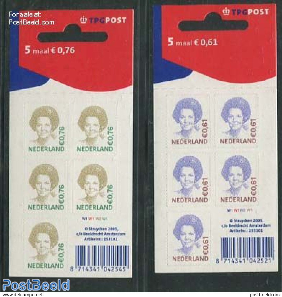 Netherlands 2005 Definitives 2 Foil Sheets, Mint NH - Neufs