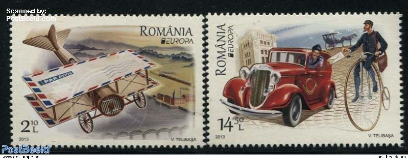 Romania 2013 Europa, Postal Transport 2v, Mint NH, History - Nature - Sport - Transport - Europa (cept) - Horses - Cyc.. - Unused Stamps