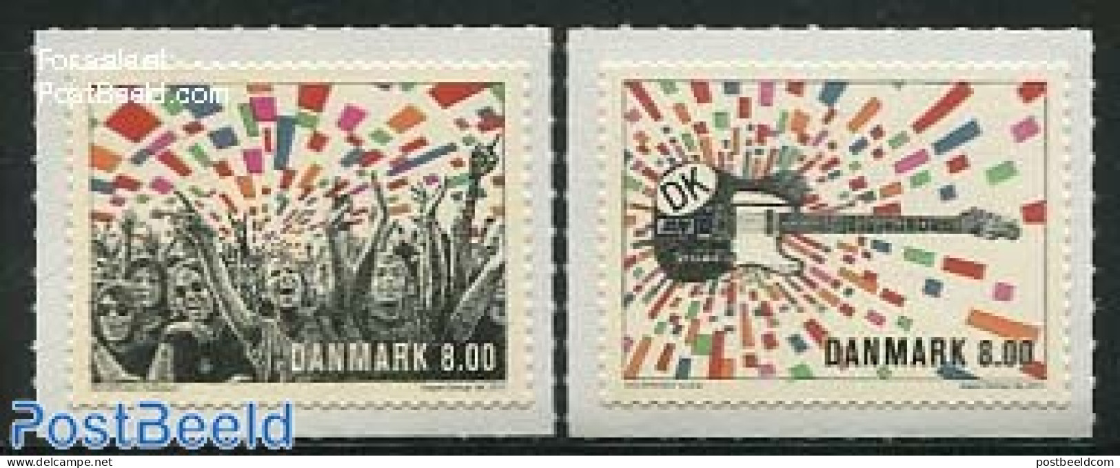 Denmark 2013 Rock Music 2v (from Sheets), Mint NH, Performance Art - Music - Musical Instruments - Popular Music - Unused Stamps