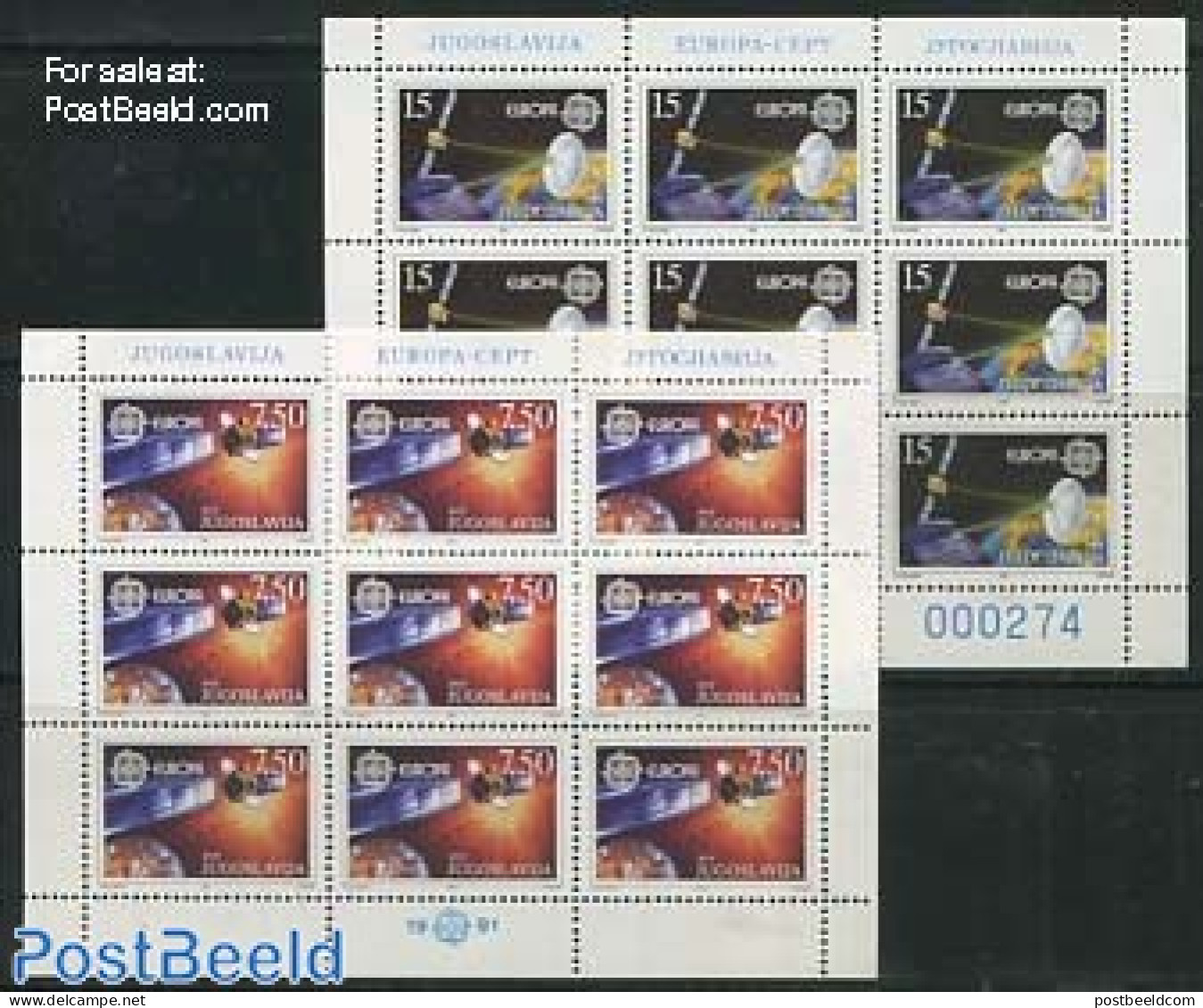 Yugoslavia 1991 Europa, Space Exploration 2 M/ss, Mint NH, History - Transport - Europa (cept) - Space Exploration - Unused Stamps