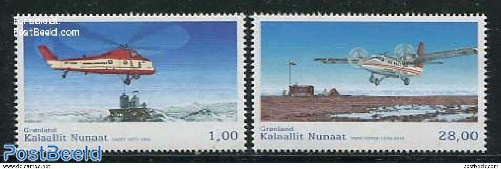 Greenland 2013 Civil Aviation 2v, Mint NH, Transport - Helicopters - Aircraft & Aviation - Ungebraucht
