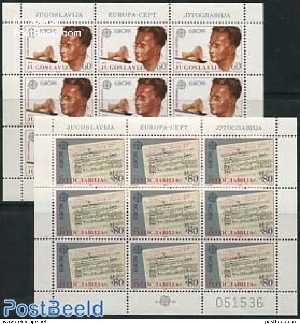 Yugoslavia 1985 Europa, Music Year 2 M/ss, Mint NH, History - Performance Art - Europa (cept) - Music - Staves - Unused Stamps