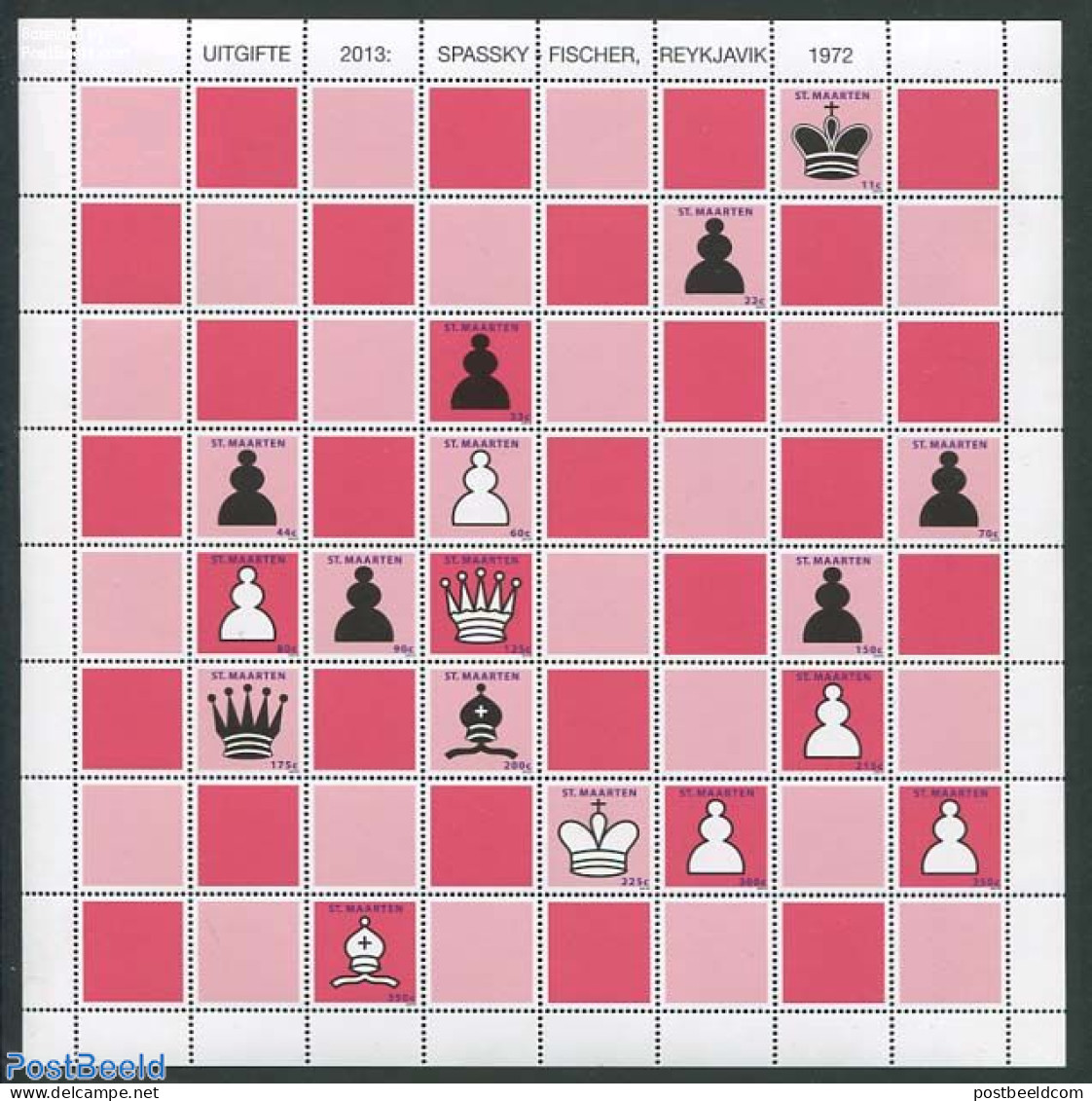 St. Maarten 2013 Chess, Spassky-Fischer 1972 17v M/s, Mint NH, Sport - Chess - Ajedrez