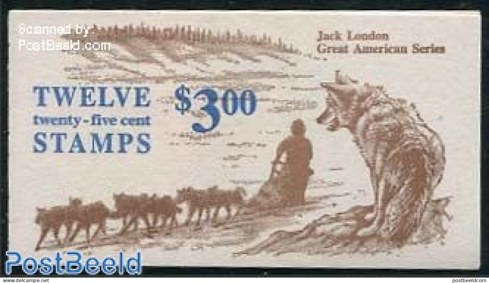 United States Of America 1986 Jack London Booklet (with 12 Stamps), Mint NH, Nature - Dogs - Stamp Booklets - Art - Au.. - Nuovi